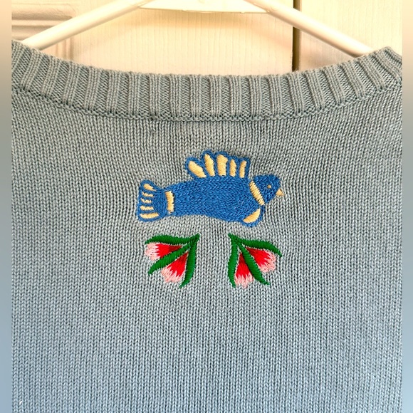 Brooks Brothers Women’s Sweater Small Embroidered Birds Flowers Boho Preppy - Picture 5 of 11